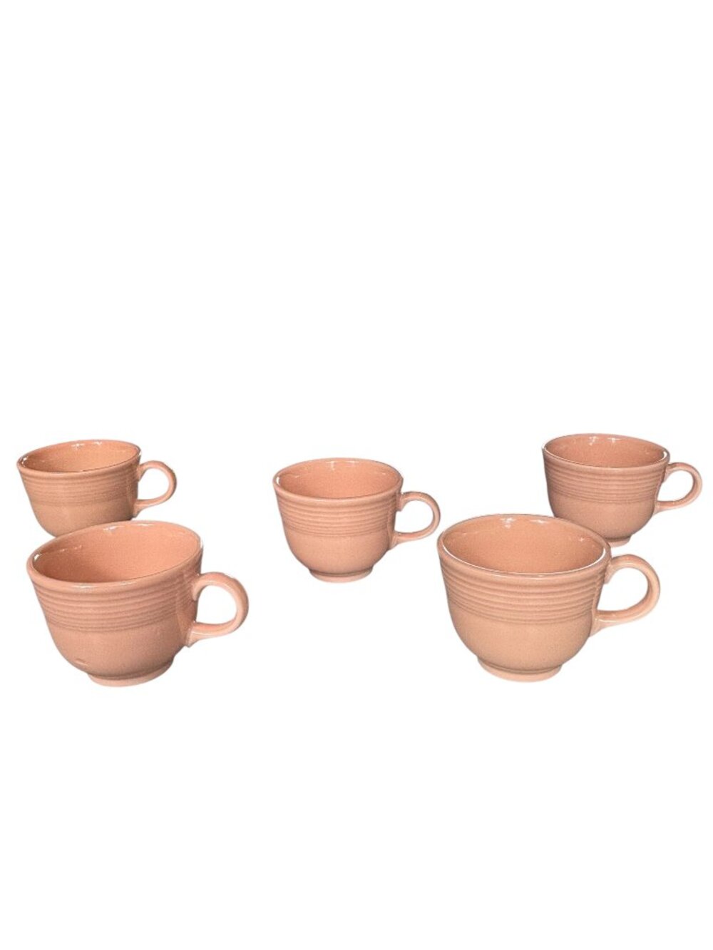 Vintage Fiesta Rose Pink Ring Handle Teacups Set of 5 Homer Laughlin 1950s